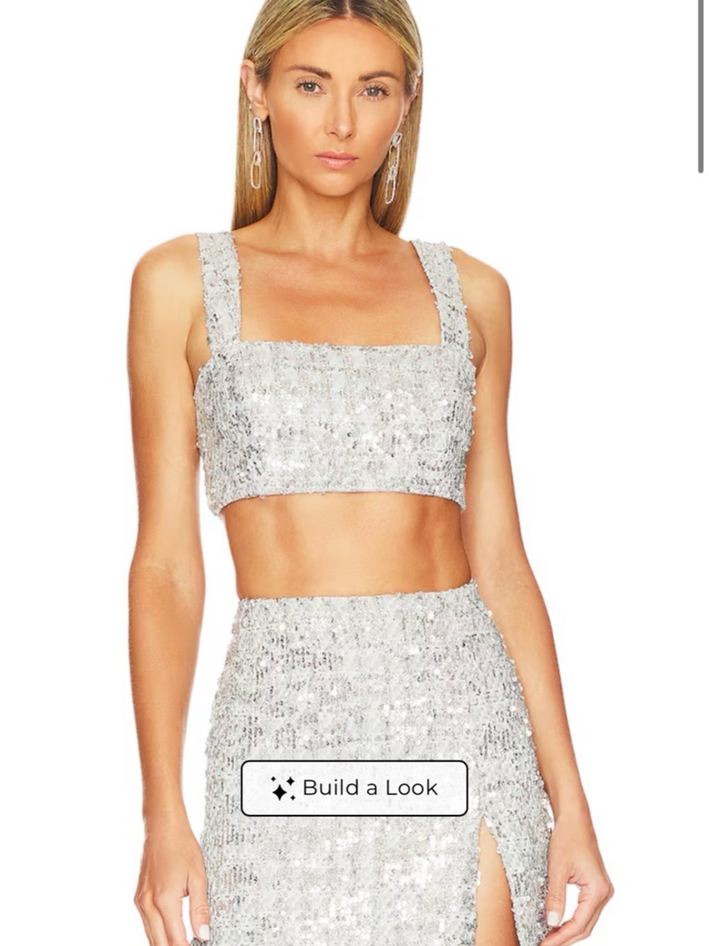 Amanda Uprichard Silver Sequin Crop Top size small. Tish top in color stellar